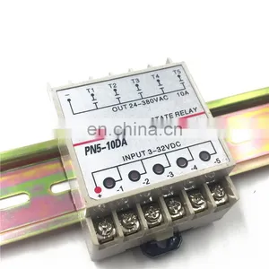 PN5-10DA Din Rail SSR 5 Channel Quintuplicate Five Input Output 24VDC Single Phase DC to AC 10A Solid State Relay thumbnail-2