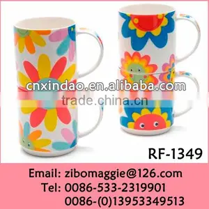 New Floral Designed Porcelain Milk Cup Made In Zibo for Stackable Kids Porcelain Drinking Cup thumbnail-1