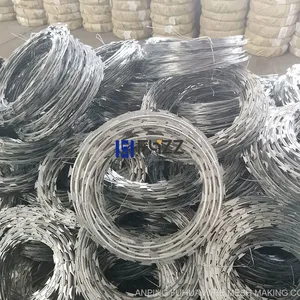 Galvanized Razor Blade Barbed Wire BTO-30 Medium Barbs 300mm Diameter for Perimeter Protection thumbnail-1