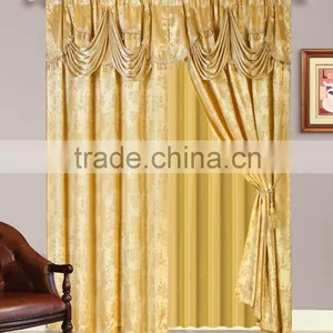 2 PCS Western Style Fringe Jacquard Curtain In Luxury Valance With Back And 2 Tassels Quality Choice Most Popular thumbnail-1