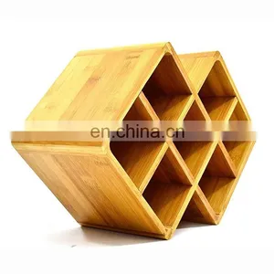 Home Decor Kitchen 8 Bottle Storage Holder Wooden Bamboo Wine Rack thumbnail-1