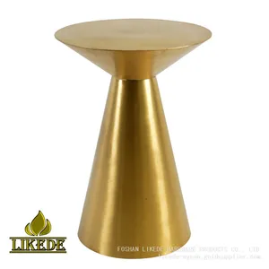 Hot Sale Round Stainless Steel Coffee Table With Gold Metal Legs Furnishings Masterpiece thumbnail-1