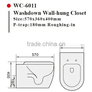 Back to Wall Toilet P/S Trap Round WC Pan for Concealed Cistern or Floor-standing Flushing Cistern WATERMARK WC-6011 thumbnail-2