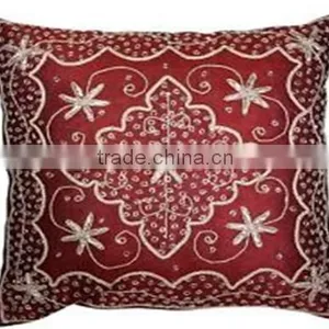 Indian Pillows Couch Pillows Zardozi Embroidered Pillow thumbnail-1