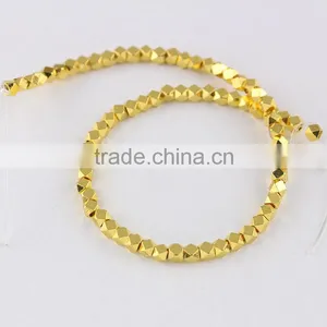 JS1222 Tiny Mini 3mm Gold Metal Faceted Cube Nugget Beads,3mm Square Cube Spacer Beads Quality Choice thumbnail-1