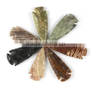 JF6916 Fashion Large Hand Carved Jasper Stone Arrowheads,Arrowhead Pendant,Arrow Head Charms thumbnail-1
