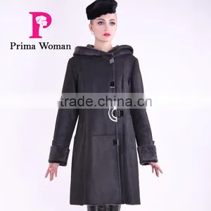 2015 Winter Medium Length Women Slim Fit Woolen Fur Coat thumbnail-3