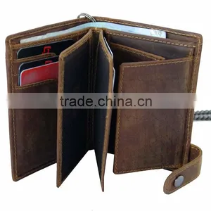 Brown Vintage Genuine Leather Biker Wallet Mens Wallet With Chain thumbnail-2