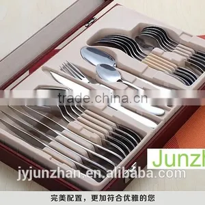 24pcs Spoon Fork Knife Sets With Plain Handle and Wooden Box Packing thumbnail-2