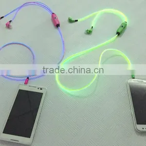 Whosale EL Wire Earphones for Smartphones Pink Yellow Ice Blue In-ear Style Earphone Luminescent Rhythm With Beat of Music thumbnail-3