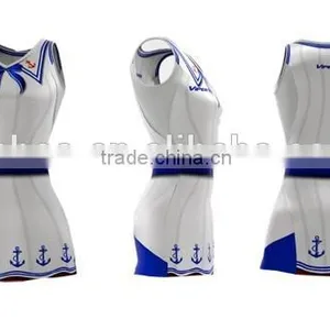 Hot Sale Netball Dress Design Color Red and Blue With Gold Star thumbnail-2