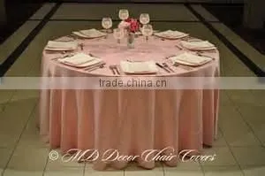 Cheap and High Quality Plain Styled Satin Fabric Table Cover/ Overlay/ for Wedding Banquet Hotel thumbnail-1