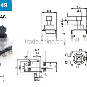New Switch 1A 250VAC SMD Push Button Switch KAN-49 thumbnail-2