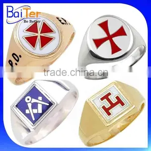 Custom Stainless Steel 18K Gold Scottish Masonic Knights Templar Ring/Royal Arch Masonic Rings thumbnail-1