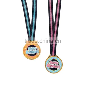 Popular Cheap Sport Souvenirs Plastic Gold Award Medals With Customized Colorful Happy Birthday Design for Promotional Gifts thumbnail-1