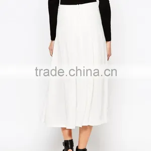 Wholesale Summer White Pleated Women Midi Skirt Hot Sale Style thumbnail-2