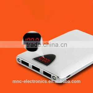 20000mAh Capacity 3 Usb Output Dual Led Lighting Digital Led Screen Wave Shape Design Customize Logo Printing Slim Power Bank thumbnail-1