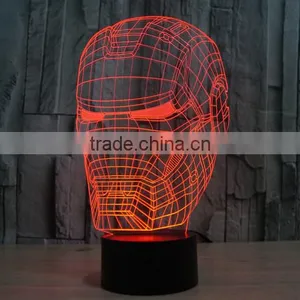 IRON MAN Shape Skull 3d Illusion Lamps Acrylic Indoor USB + Battery Operated Decorative Led Night Light thumbnail-6