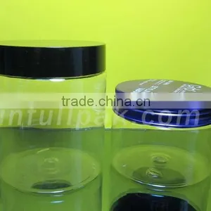 Clear Wide Mouth Plastic PET Jar With Black Lid thumbnail-1