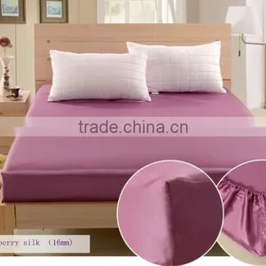 Luxury Solid Color 100% Silk Bed Fitted Sheet, Can Customized thumbnail-3
