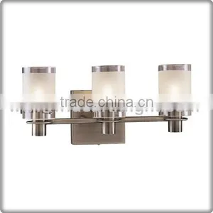 UL Listed Hotel Supplier Nickel 3 Light Bathroom Vanity Light Hotel With Glass Shade W40154 thumbnail-1