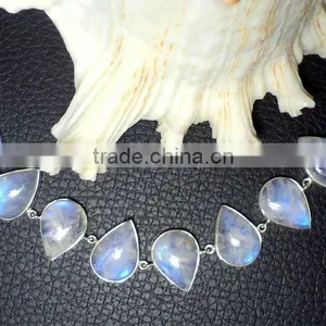 Rainbow Moonstone Pear Multi Stone Bracelet, 925 Solid Sterling Silver Bracelet, Designer Bezel Bracelet thumbnail-1