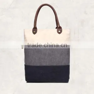 Hot Sale High Quality Fashion Cheap Standard Size Canvas Tote Bag Leather Handle GW835 thumbnail-3