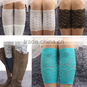 Fashion Crochet Knitted Leg Warmers Boot Cover Lace Trim Legging Sock thumbnail-1