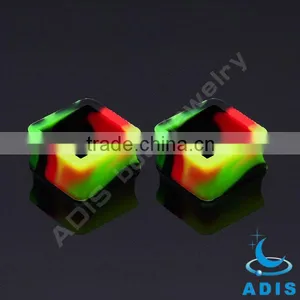 Silicon Colorful Square Shape Ear Plugs Tunnel Jewelry thumbnail-1