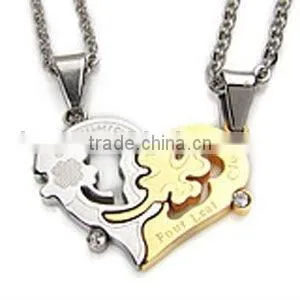 Wholesale Heart-shaped Lover/couple Pendant Titanium Pendant Silver/gold Plated Pendant thumbnail-1