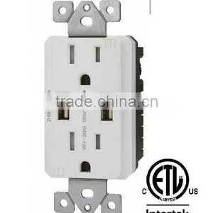 CUL UL 120V Wall Mounted Usb Outlet With 15A 20A US Socket thumbnail-2
