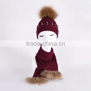 Baby Knitted Scarf With Raccoon Fur Cotton Knitted Scarf for Baby KZ160095 Supplier's Choice thumbnail-2
