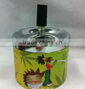 ASHTRAY METAL WEED MARIJUANA LEAF GIFT NEW SMOKE CIGARETTE PUSH DOWN SPINNING thumbnail-3