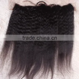 Virgin Natural Color Kinky Straight Ear to Ear Lace Frontal Closure 13x4 thumbnail-4