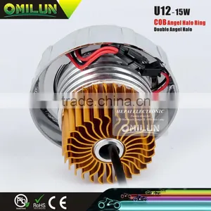 Wholesale U12 12-80V 15W LED Motorcycle Headlight With COB Angel Halo Ring thumbnail-2