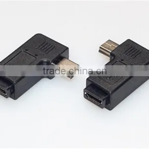 L Shape Mini Usb Male to Micro Usb Female Adapter Black Color Top Quality Cabletolink thumbnail-1