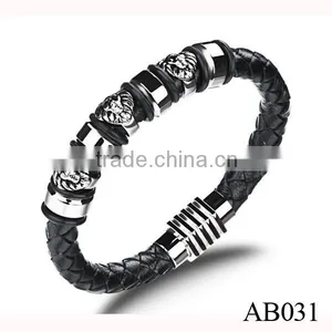 New Products 2016 Stainless Steel Custom Bracelet With PU Leather Manufacturer thumbnail-5