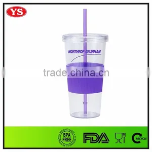 24oz Bpa Free Reusable Clear Plastic Cups With Straw thumbnail-6