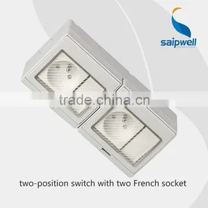 Surface Mount Waterproof Switcher And Socket 2 Gang Switch With Double Control(SP-2FRS) thumbnail-3
