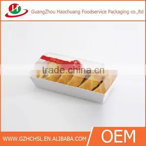 DISPOSABLE PS COOKIES BISCUIT SNACK PACKING BOX RECTANGULAR CONTAINER WITH LID WHITE COFFEE BLACK COLOR ECONOMIC CH70 thumbnail-1