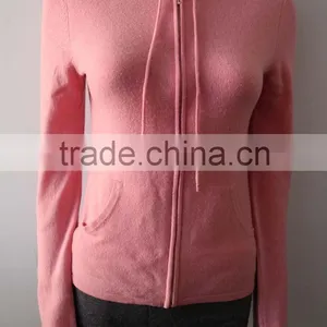 100%cashmere Cardigans With Zipper, Hooded Sweater thumbnail-1
