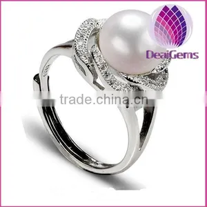 Natural Freshwater Pearl Ring S925 Silver Plated Platinum Ypoallergenic thumbnail-1