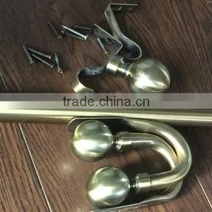 Brass/Gold Curtain Pole And Tie Backs thumbnail-1