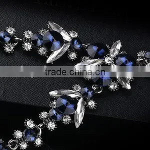 Women Leather Rope Blue Crystal Necklace Pendant Good Gifts for Mother and Girlfriend thumbnail-1