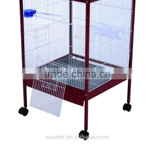 Pawhut Maroon White Metal Parrot Cage thumbnail-5