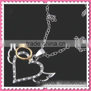 Heart Crystal Pendant Fashion Necklace, Imitate Silver Chain Necklace Jewelry thumbnail-1