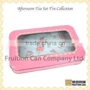Rectangular Vintage Floral Tin Box With Window for Cookie Tin Coffee Tin thumbnail-1