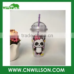 Plastic Ice Cream Cup With Straw thumbnail-1