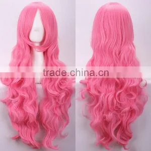 High Quality Pink Wavy Wigs Wholesale Cheap Synthetic Wigs Cosplay Wigs thumbnail-5