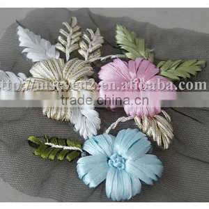 New Selling Trendy Style Fashion Colorful Satin Ribbon Crochet Flower Applique thumbnail-2